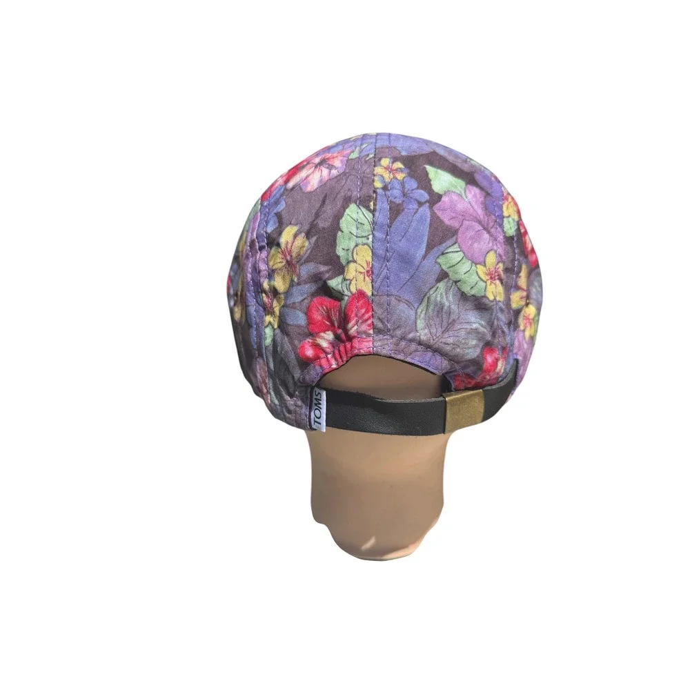 TOMS Unisex Tropical Five-Panel Cap Floral Print Purple Flat Brim Hat